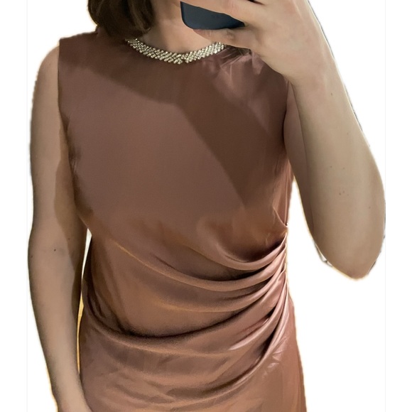 Mac Duggal Rhinestone Neckline Draped Mini Dress - Picture 4 of 4